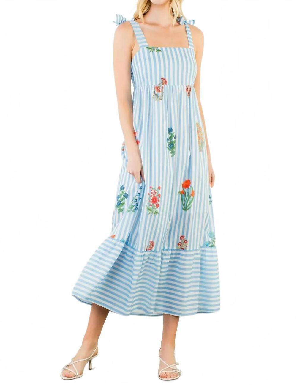 NEW THML spring time midi dress in blue stripe